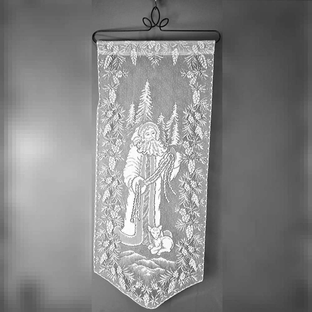 Father Christmas Lace Wall Hanging, Christmas Holiday,‎ Winter, Off White, 28"